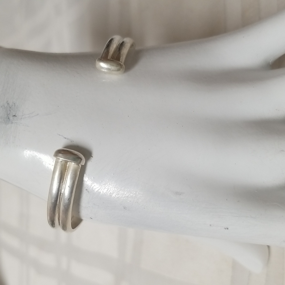 BLUE LACE AGATE CUFF STYLE BRACELET IN 925 SS, 7", EUC, J#49 - Picture 3 of 4